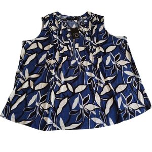 NWT Fred David 3X Blue Sleeveless Pleated Top